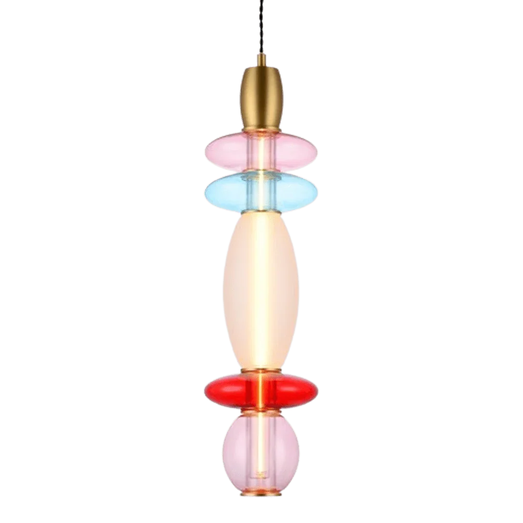 Suspension Léonor verticale – Verre design coloré Rose / Bleu / Rouge / Opaque
