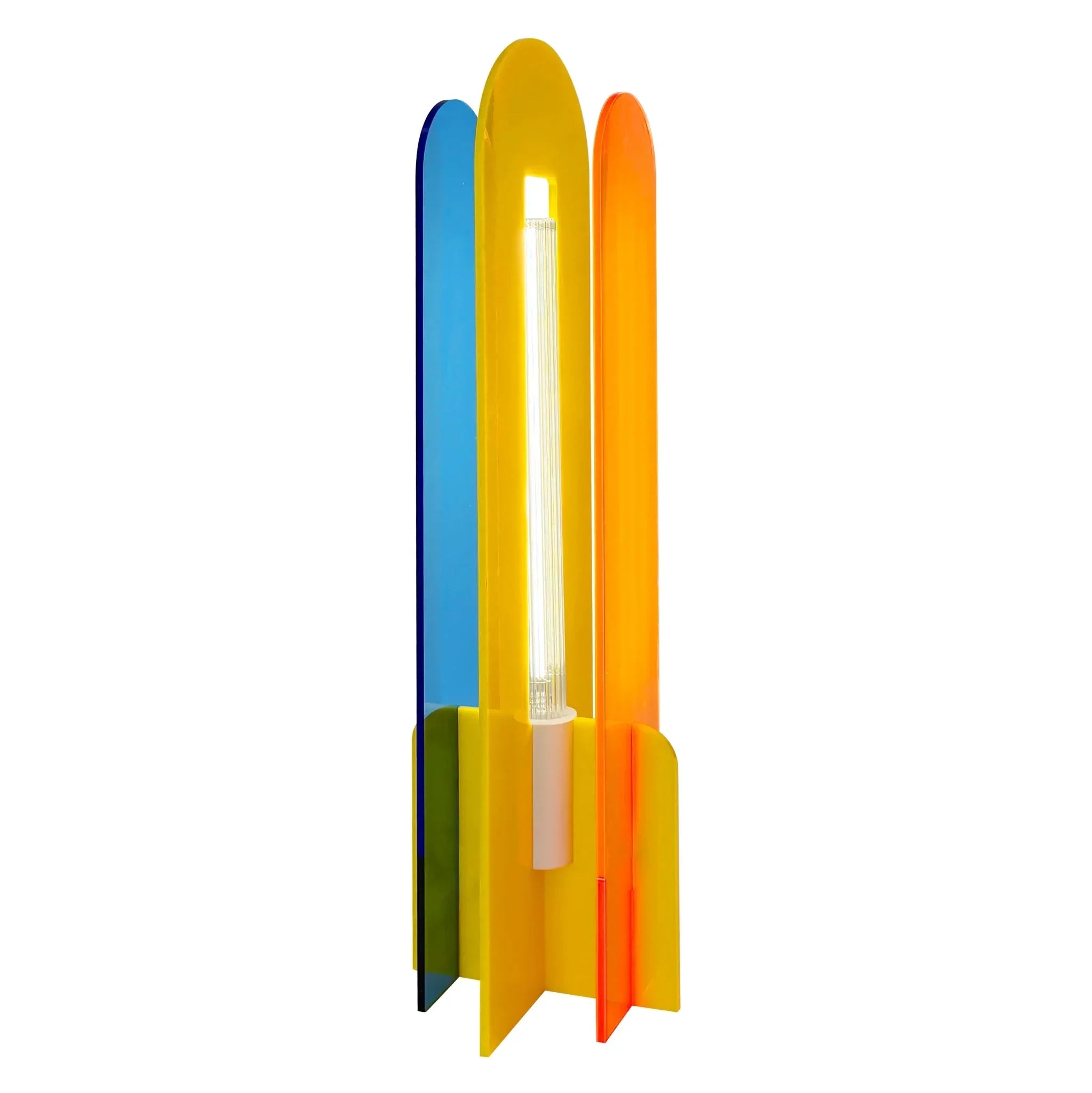Lampe de table Andy Bleu, Jaune & Orange – Design Pop Art en acrylique coloré