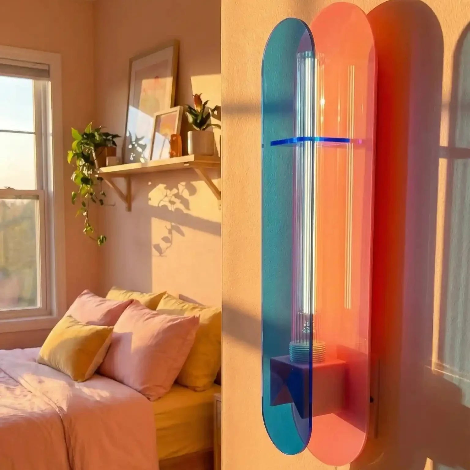 Applique Andy Bleu & Rose – Luminaire mural Pop Art en acrylique aux couleurs vibrantes