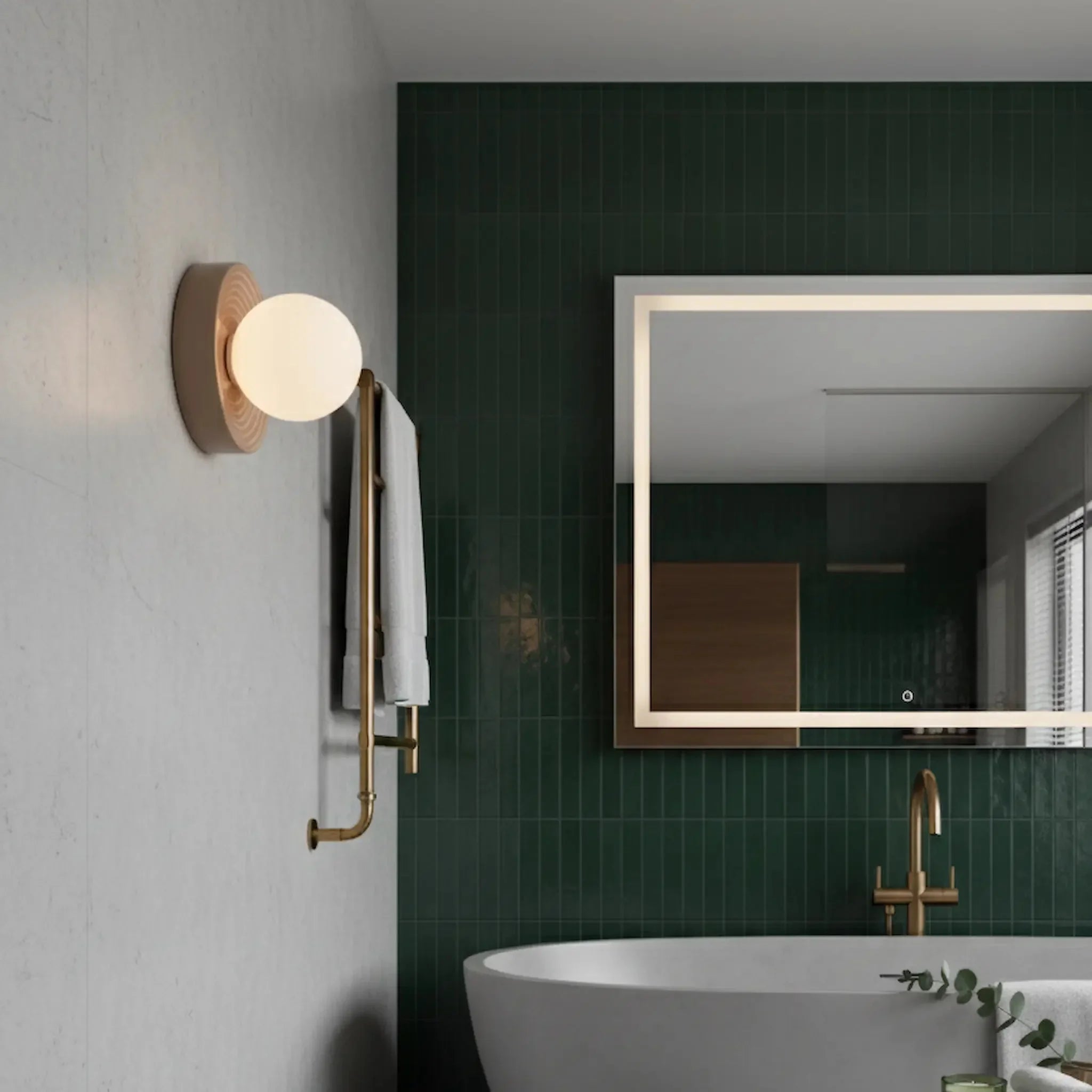 Applique Alicia Ø16 cm Taupe – Céramique et sphère opaque, design moderne salle de bain