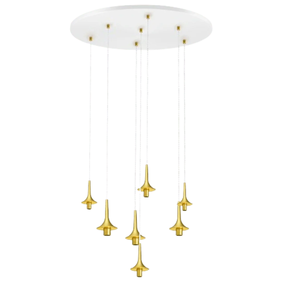 Rosace Roxanne 07 Blanche – Composition 7 verrines en verre soufflé, design Art Déco