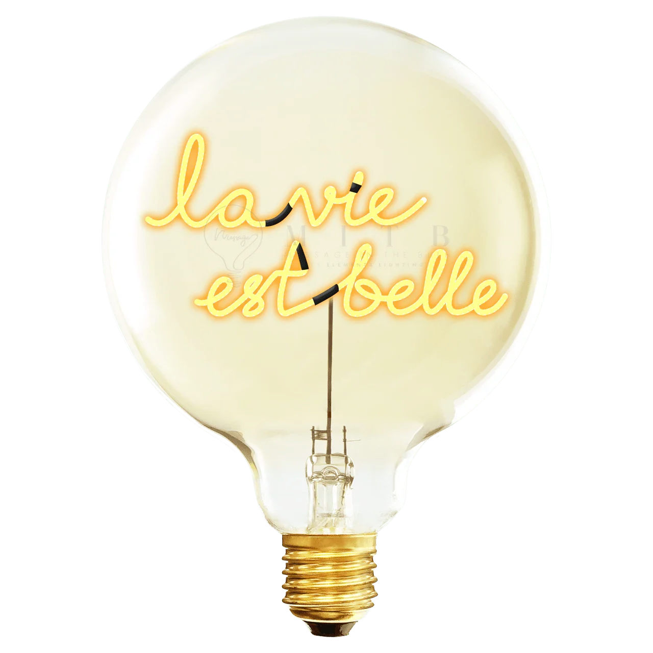 Ampoule LED design avec message lumineux 'la vie est belle', éclairage décoratif moderne