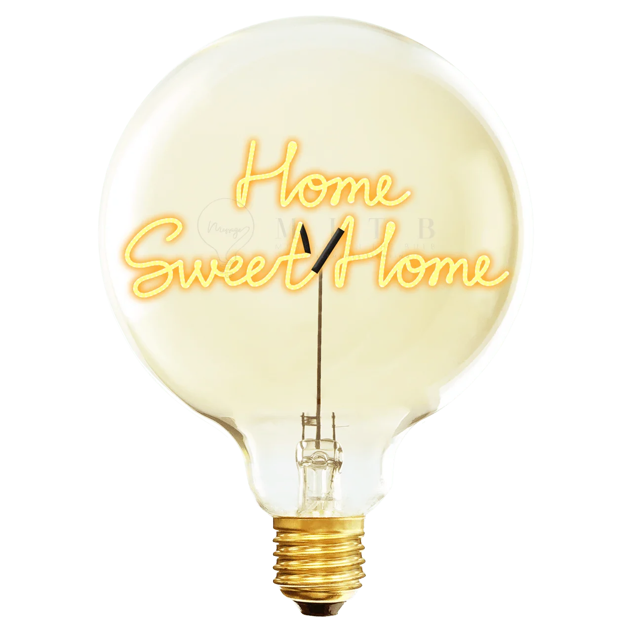 Ampoule LED décorative avec inscription lumineuse Home Sweet Home, style design.
