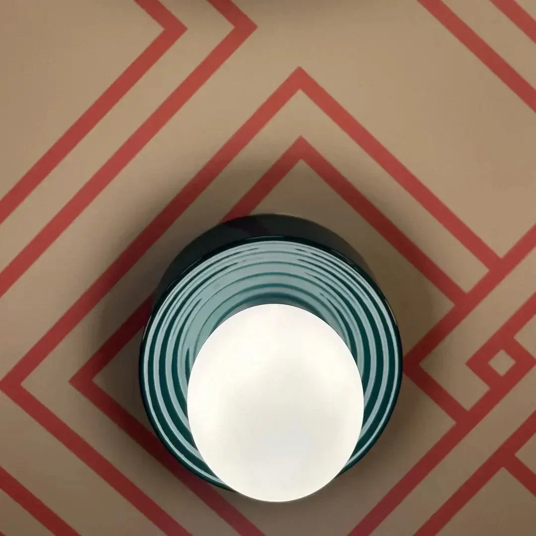 Applique Alicia Ø16 cm Émeraude – Applique murale en céramique et verre opaque élégant