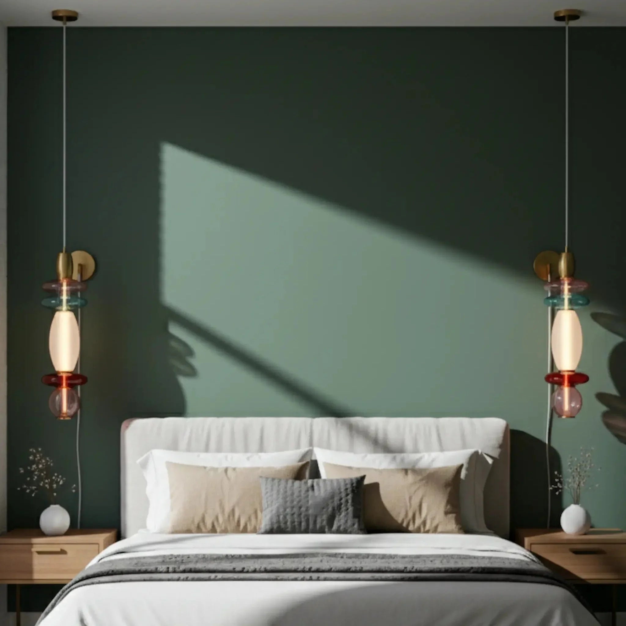 Suspension Léonor verticale – Verre design coloré Rose / Bleu / Rouge / Opaque