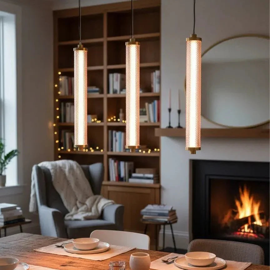 Suspension Tiffany verticale Rose Spinelle – Suspension LED intégrée intensité variable