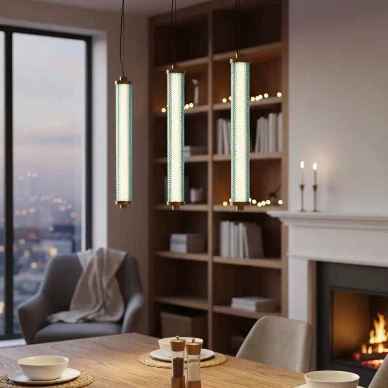 Suspension Verticale Tiffany Aigue - Marine - Elements Lighting