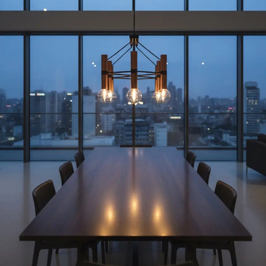 Louise 09 Suspension Cuivré / Verrine Noir Miroir - Elements Lighting