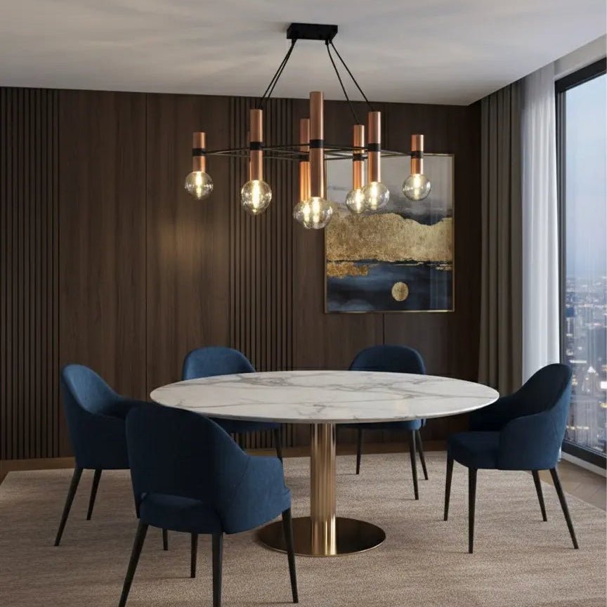 Louise 09 Suspension Cuivré / Verrine Noir Miroir - Elements Lighting