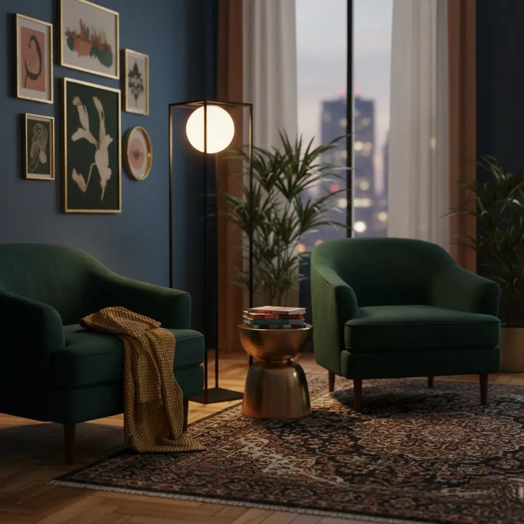 Daisy Lampadaire M Noir / Verrine Opaque - Elements Lighting