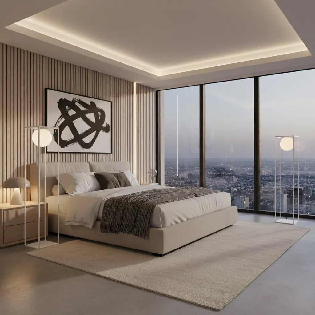 Daisy Lampadaire M Blanc / Verrine Opaque