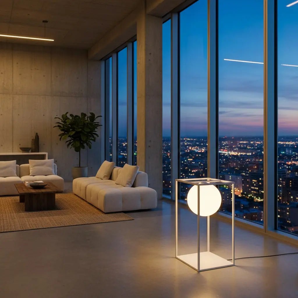 Daisy Lampadaire S Blanc / Verrine Opaque - Elements Lighting