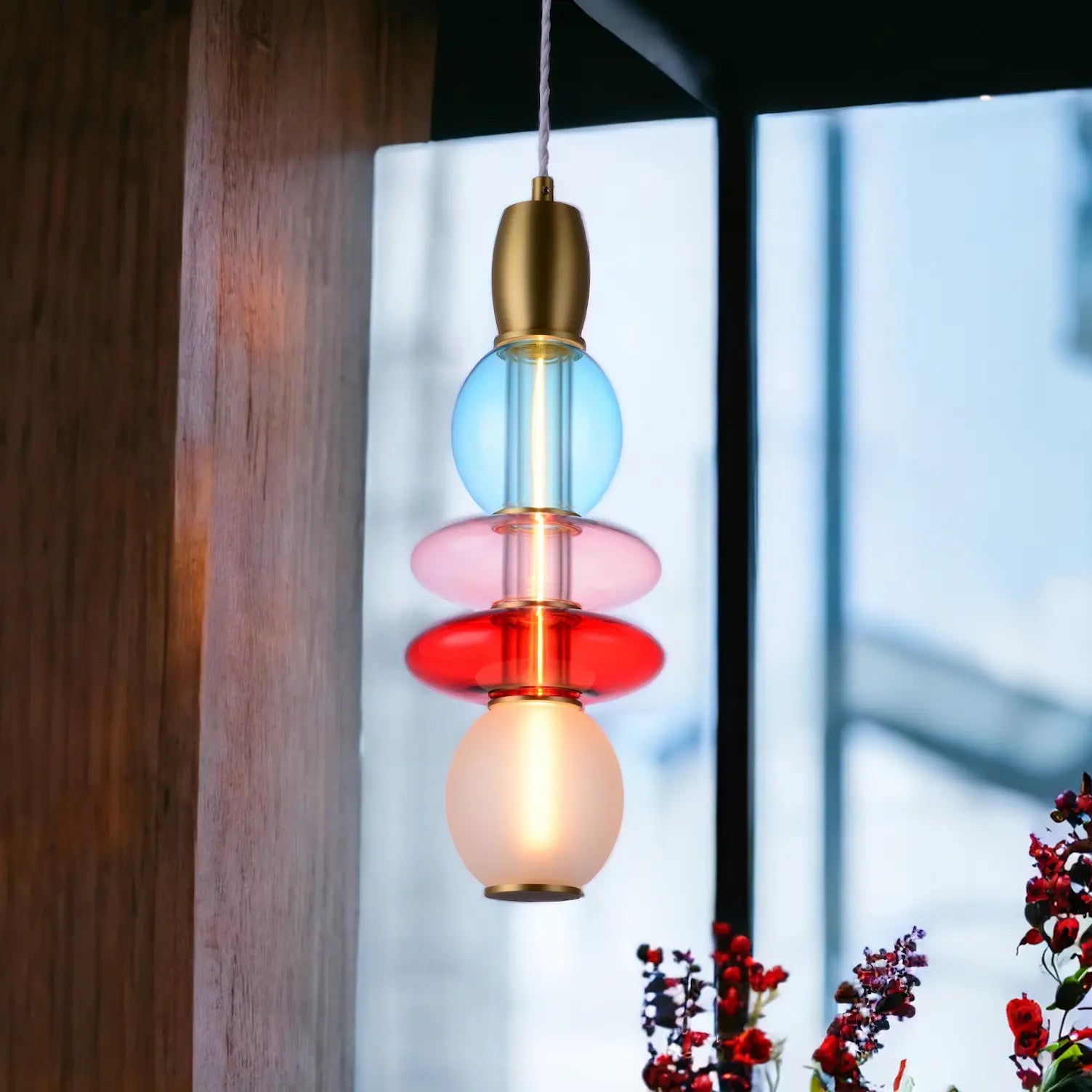 Léonor Suspension Verticale Rose - Elements Lighting