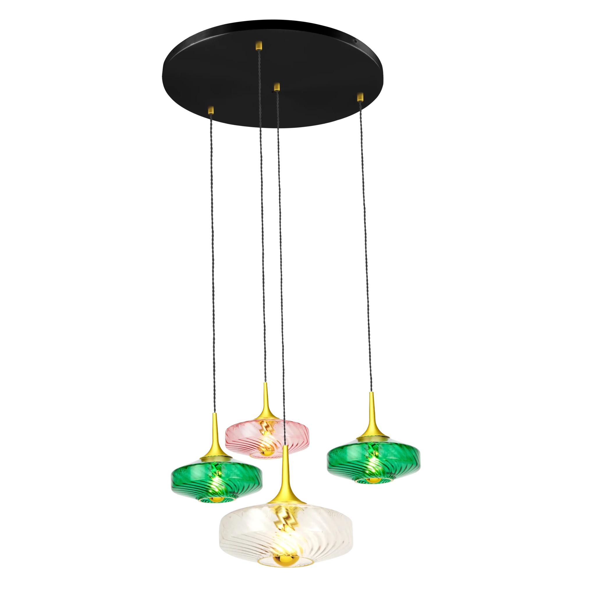 Suspension Roxanne 04 – Design Art Déco en verre soufflé et finition élégante - Elements Lighting