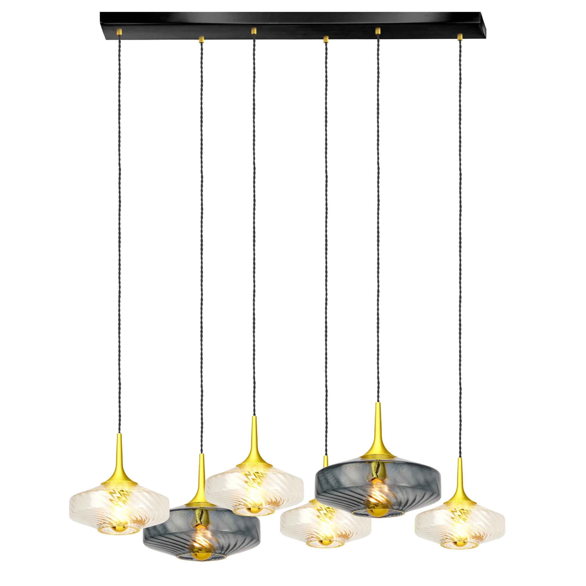 Rosace Roxanne 06 – Suspension architecturale 6 lumières en verre soufflé, style contemporain - Elements Lighting