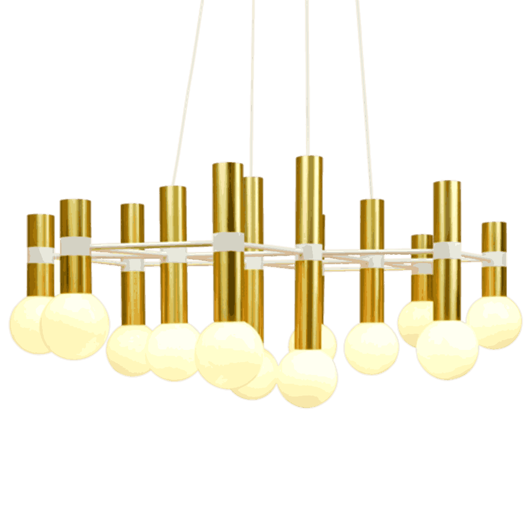 Louise 12 Suspension Doré / Verrine Opaque - Elements Lighting