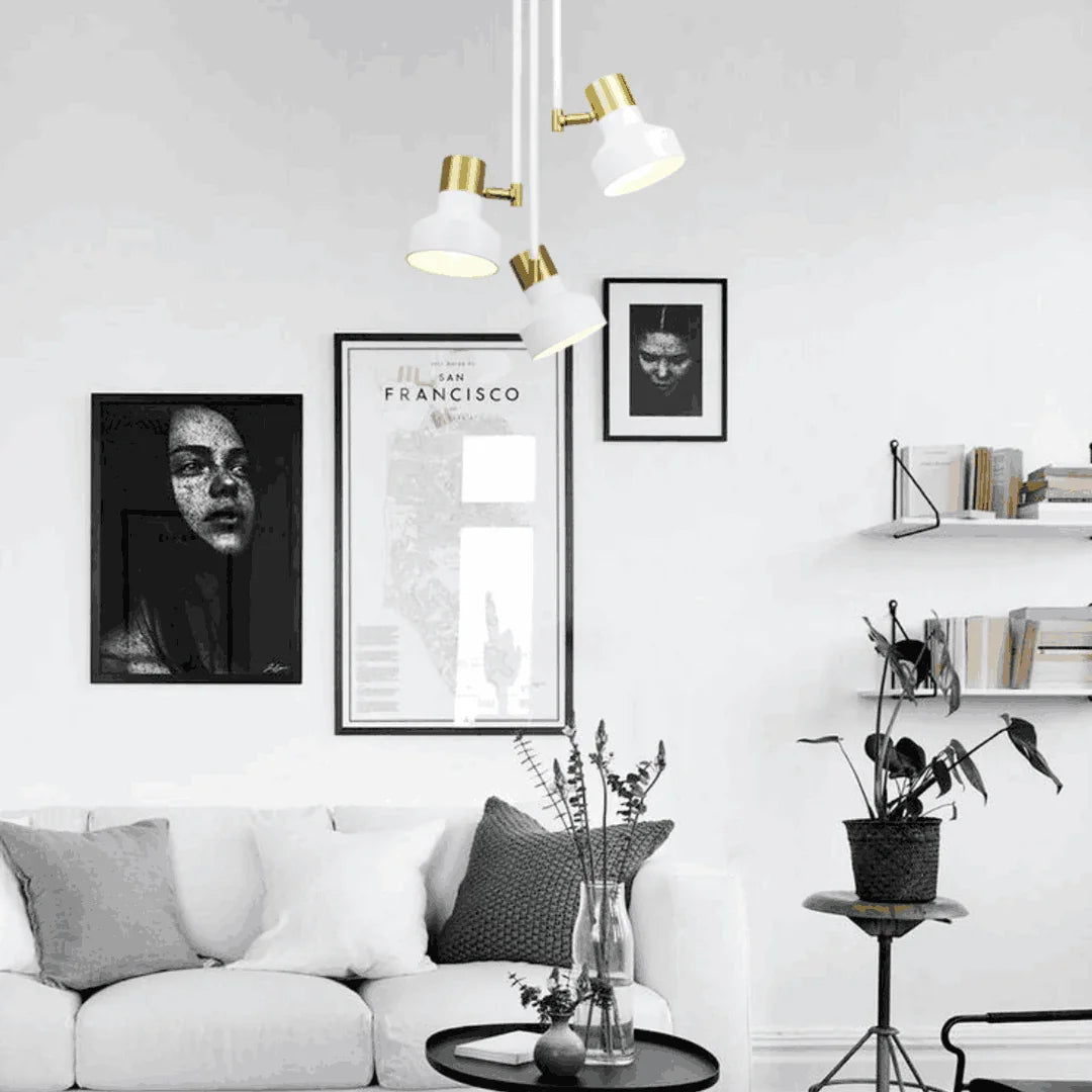 Plafonnier Dorothy 03 blanc – Luminaire classique finition dorée pour salon