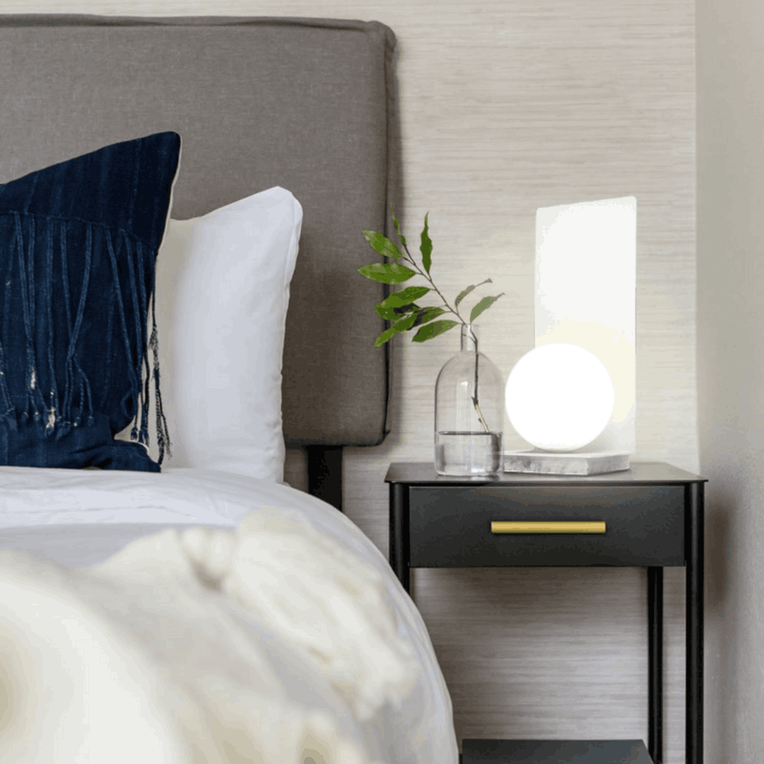 Bohème Lampe de table Blanc / Marbre Blanc / Verrine Opaque - Elements Lighting