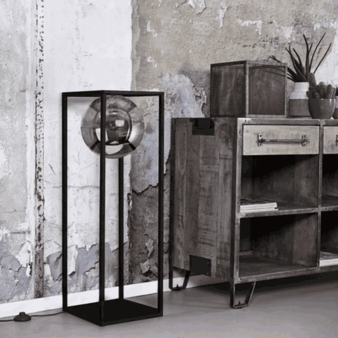 Lampadaire Daisy S noir – Verre noir miroir, lampadaire décoratif chic