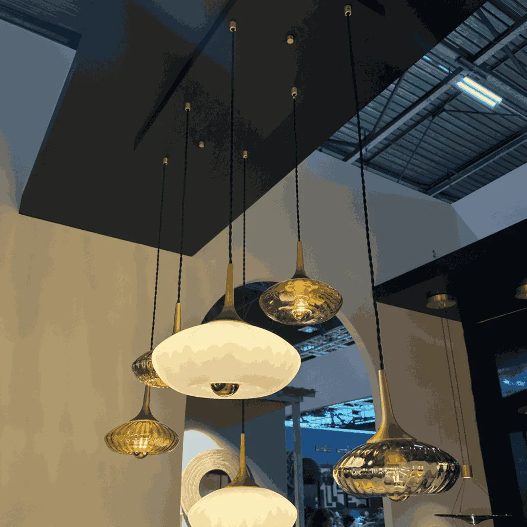 Rosace Grace 06 Noire – Rosace 6 lumières en verre soufflé, style contemporain et élégant