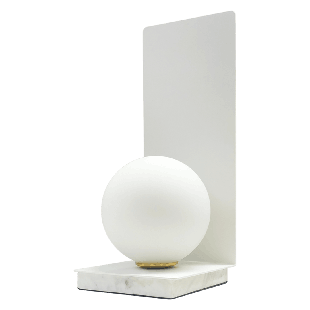 Bohème Lampe de table Blanc / Marbre Blanc / Verrine Opaque - Elements Lighting