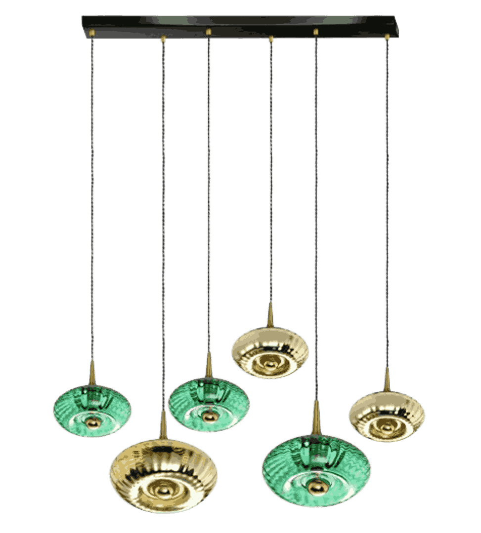 Rosace Grace 06 Noire – Rosace 6 lumières en verre soufflé, style contemporain et élégant