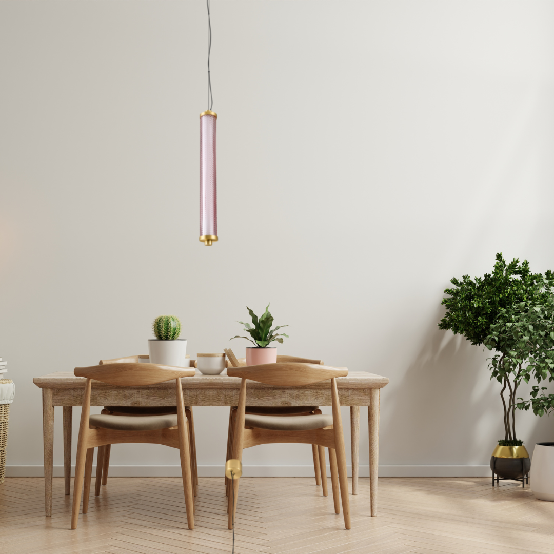 Tiffany Suspension Verticale Rose Spinelle
