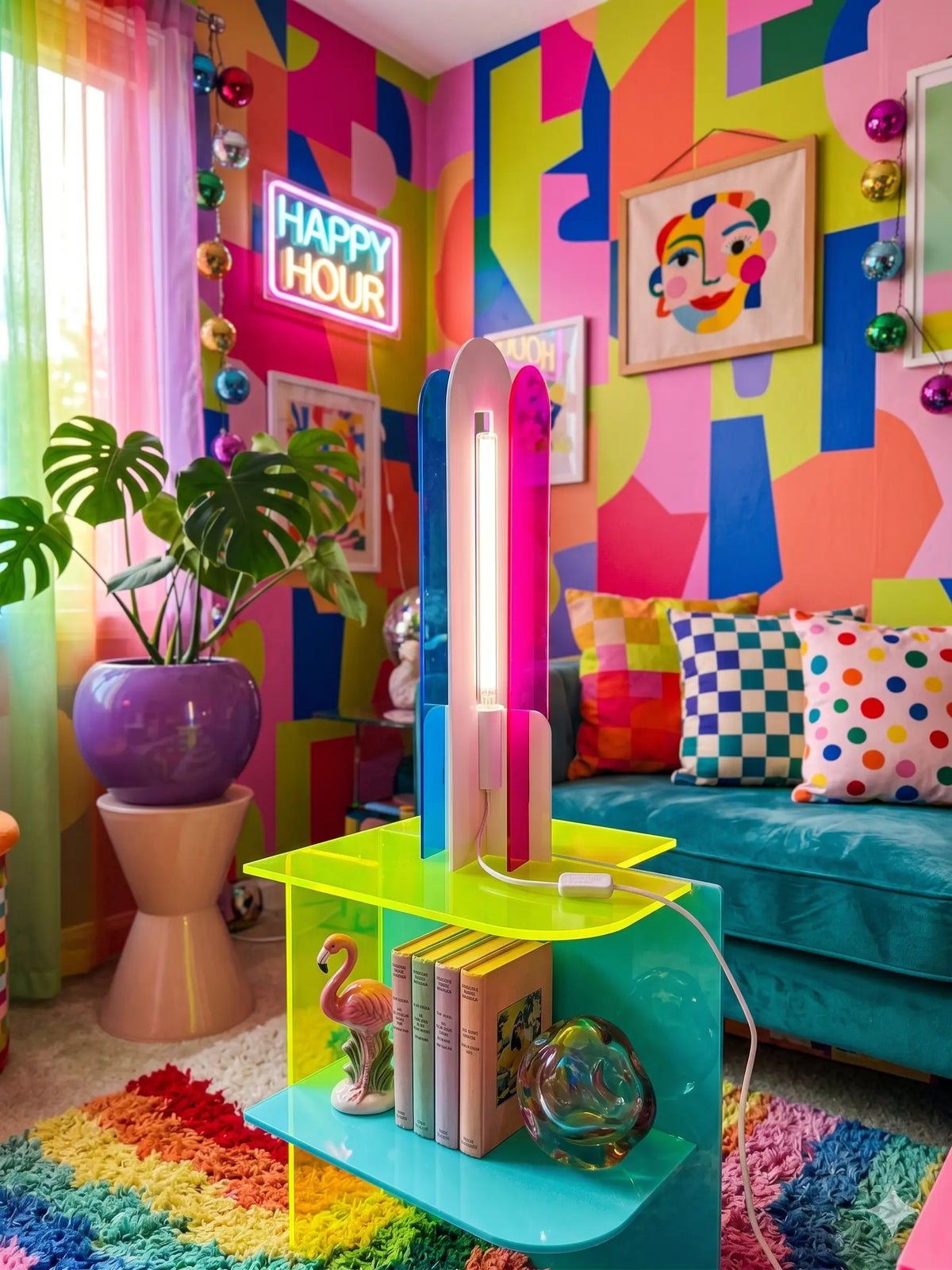 Lampe de table Andy – Design Pop Art en acrylique coloré
