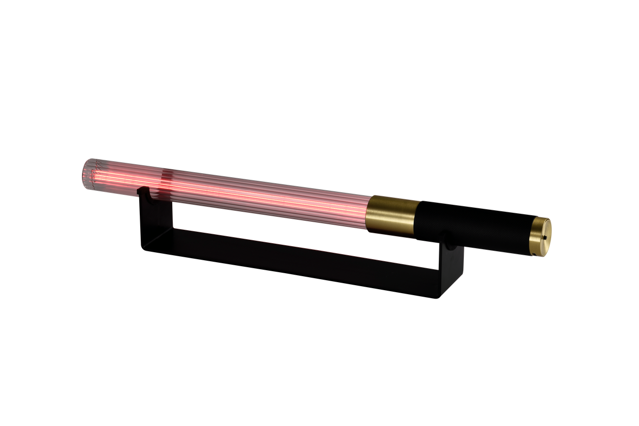 Helios Noir / Doré avec lampe led rose