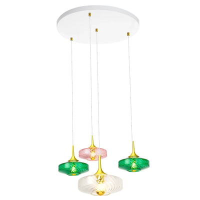 Suspension Roxanne 04 – Design Art Déco en verre soufflé et finition élégante - Elements Lighting