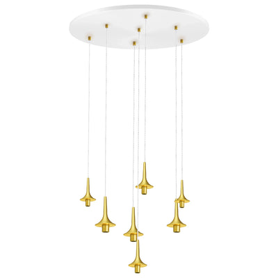 Rosace Roxanne 07 – Suspension architecturale 7 lumières en verre soufflé, style contemporain - Elements Lighting
