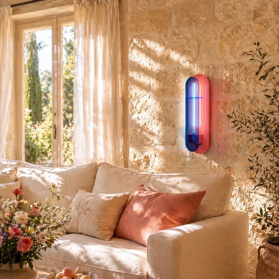 Applique Andy Bleu & Rose – Luminaire mural Pop Art en acrylique aux couleurs vibrantes - Elements Lighting