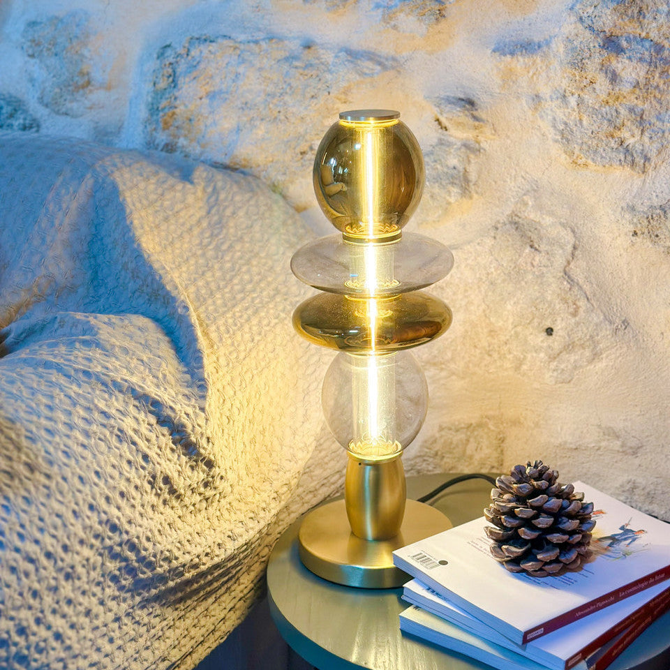 Léonor Lampe de table Doré Fumée