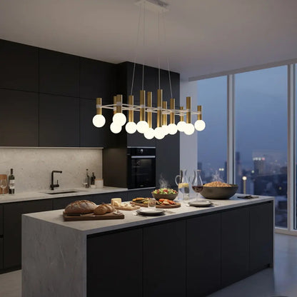 Louise 12 Suspension Doré / Verrine Opaque