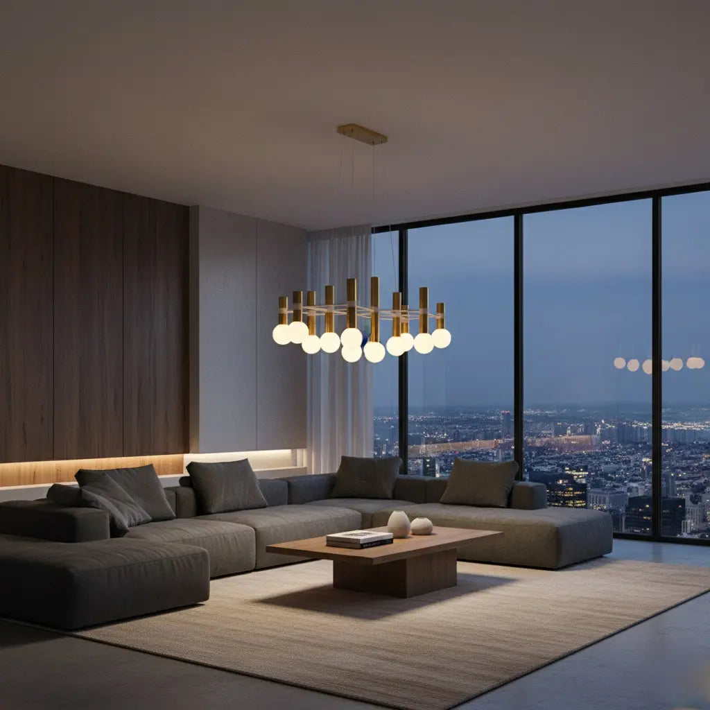 Louise 12 Suspension Doré / Verrine Opaque