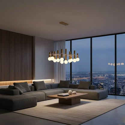 Louise 12 Suspension Doré / Verrine Opaque