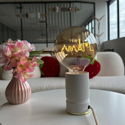 Socle - Lampe de table "Madison" - Blanc/doré - 11cm - Message In The Bulb - Elements Lighting