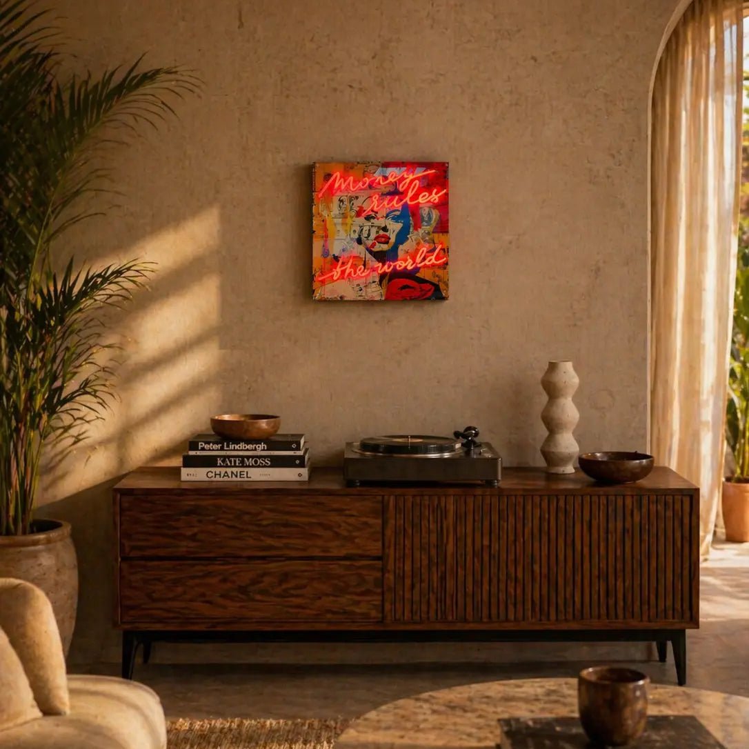 Tableau décoratif "Money Rules the World" - Message in the Frame - Elements Lighting