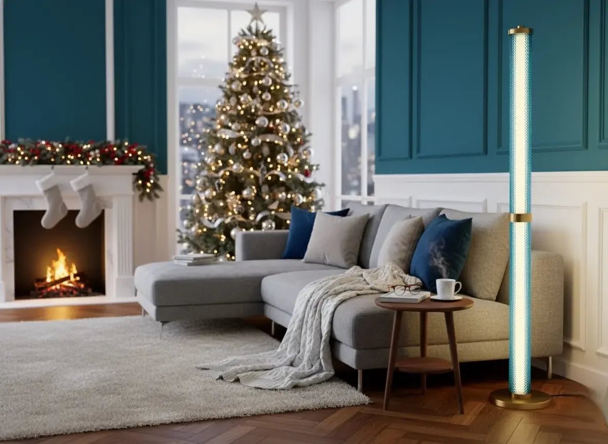 Lampadaire Tiffany – LED intégrée, intensité variable, finition dorée - Elements Lighting
