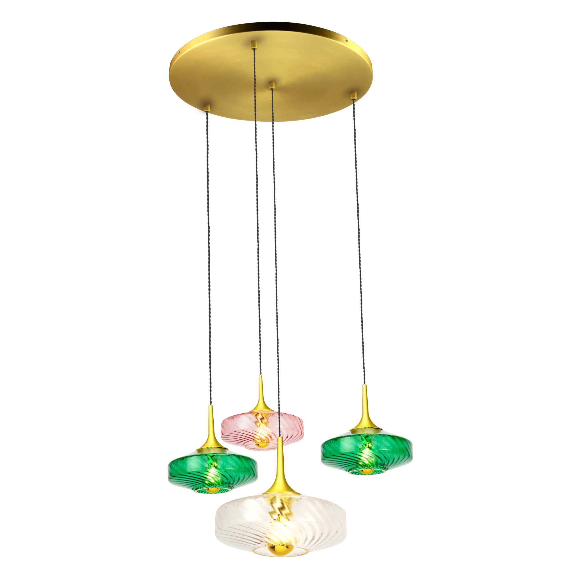 Suspension Roxanne 04 – Design Art Déco en verre soufflé et finition élégante - Elements Lighting