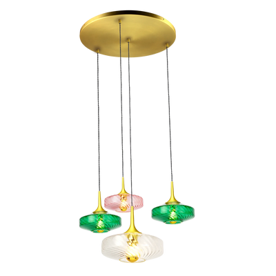 Suspension Roxanne 04 – Design Art Déco en verre soufflé et finition élégante - Elements Lighting