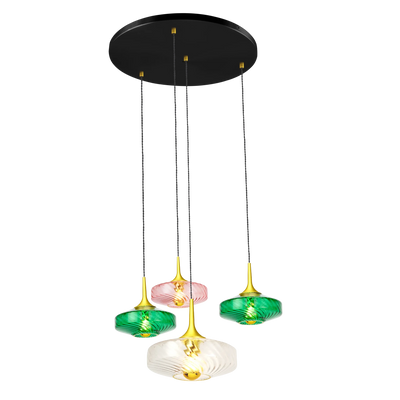 Suspension Roxanne 04 – Design Art Déco en verre soufflé et finition élégante - Elements Lighting